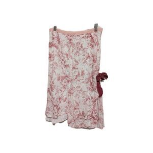 Neesh by D.A.R. Anthropologie Red White Cotton Toile Artsy Skirt L Layered Hem